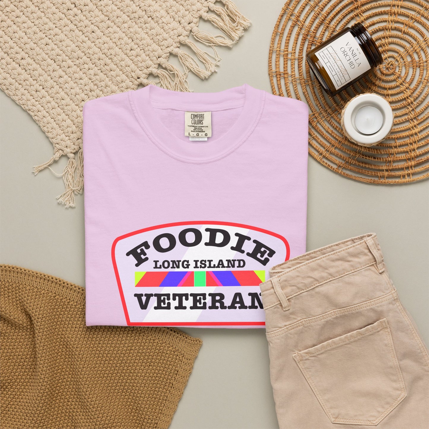 L.O.E.F Foodie Veteran Long Island Unisex Tee Shirt (Soft Pink)