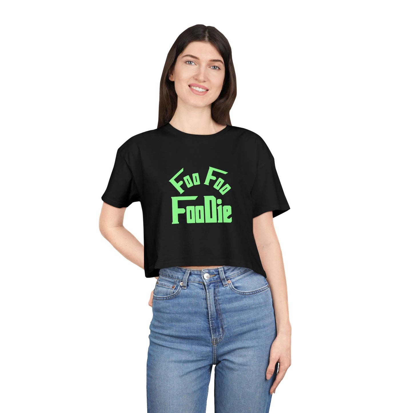 L.O.E.F FOO FOO FOODIE Women Crop Tee(Mint Green)