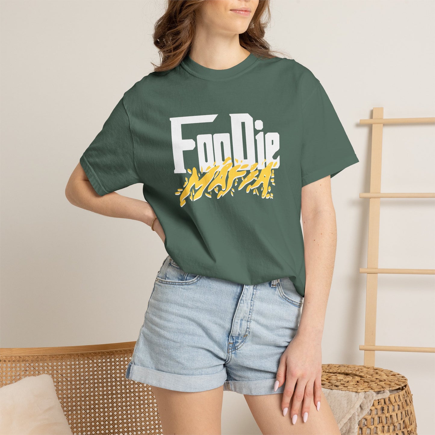 L.O.E.F White Foodie Mafia Unisex Tee Shirt (Yellow)