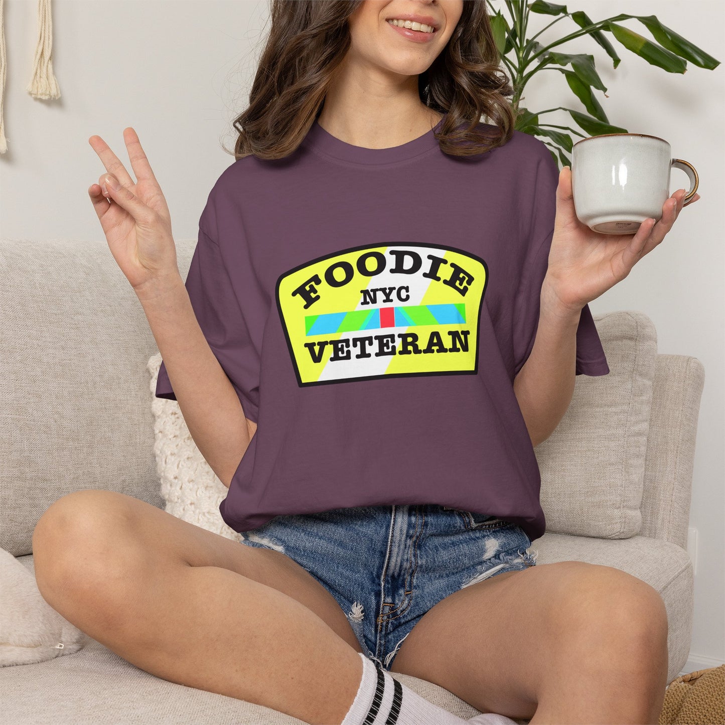 L.O.E.F Foodie Veteran NYC Unisex Tee Shirt (Yellow and Black)