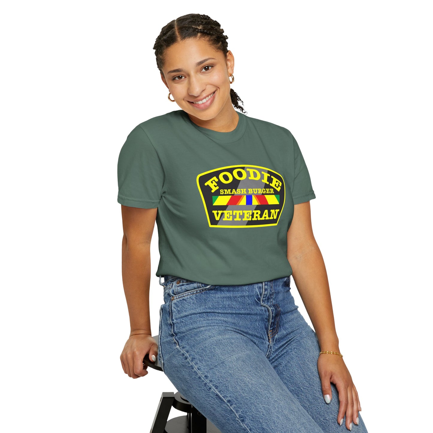 L.O.E.F Foodie Veteran SMASH BURGER Unisex Tee Shirt (Yellow)