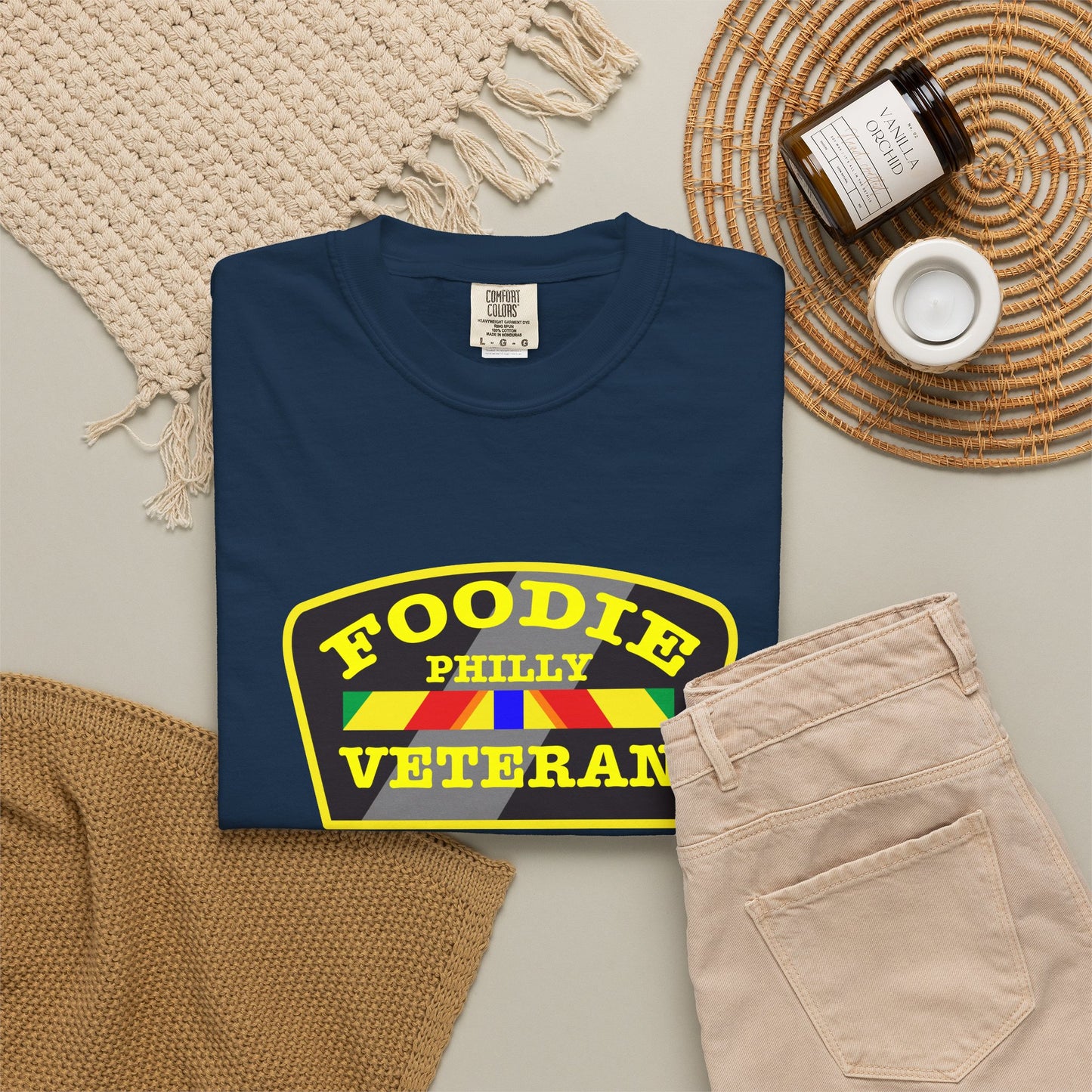 L.O.E.F Foodie Veteran PHILLY Unisex Tee Shirt (Yellow)