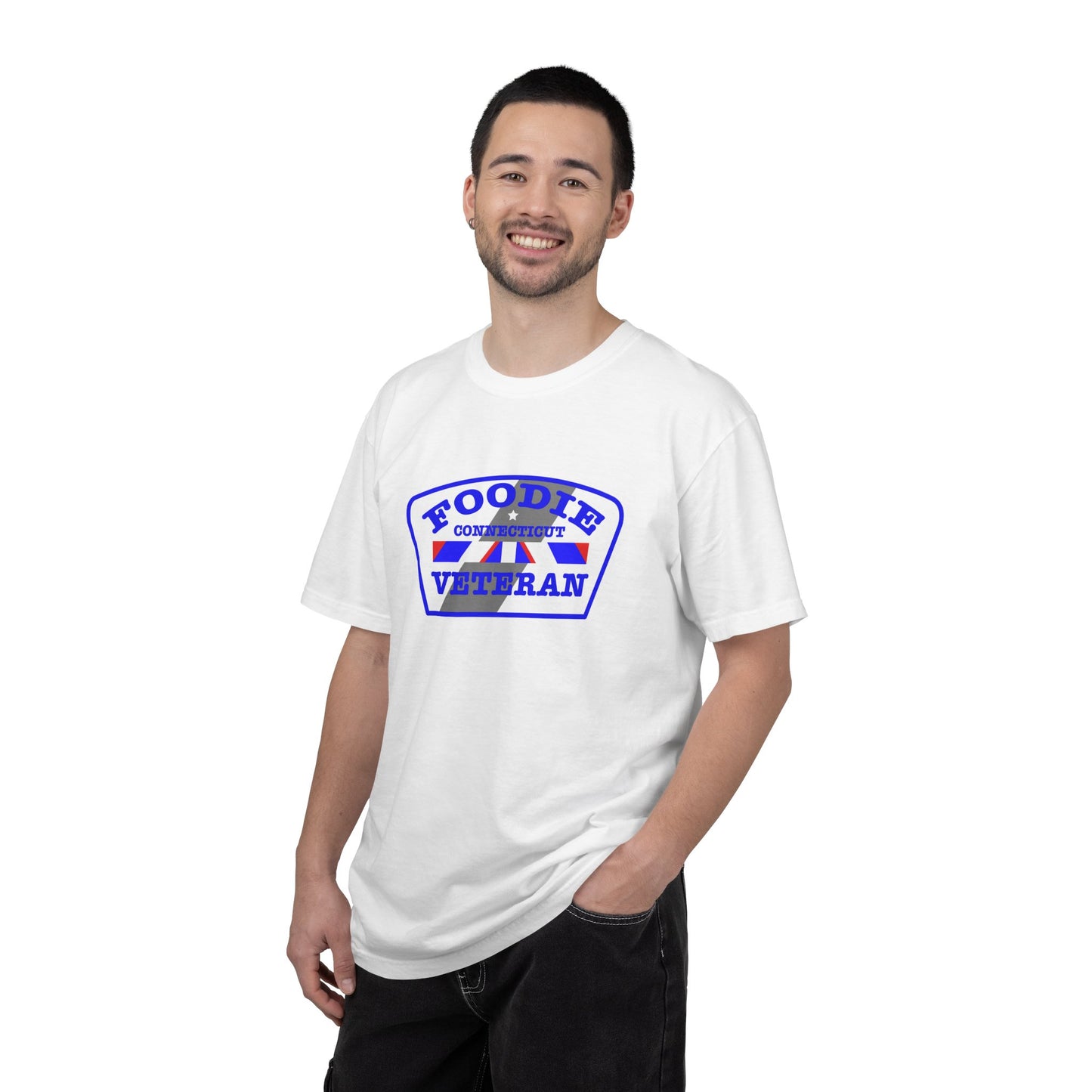 L.O.E.F Foodie Veteran CONNECTICUT Unisex Tee Shirt (Blue)