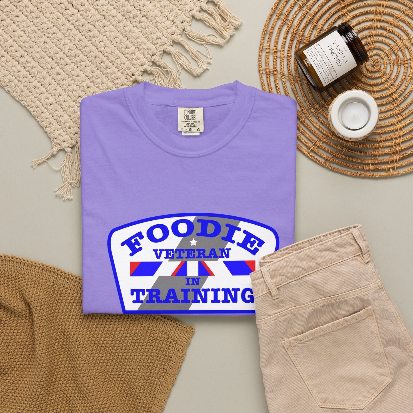L.O.E.F Foodie Veteran IN TRAINING Unisex Tee Shirt (Blue)