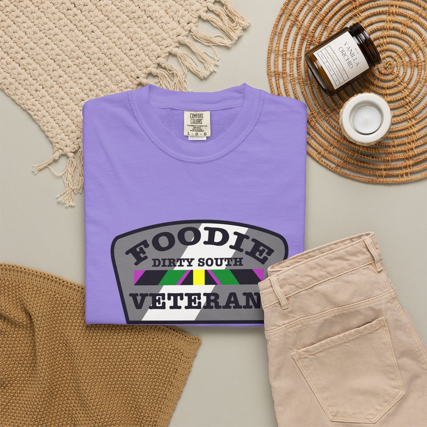 L.O.E.F Foodie Veteran DIRTY SOUTH Unisex Tee Shirt (Gray)