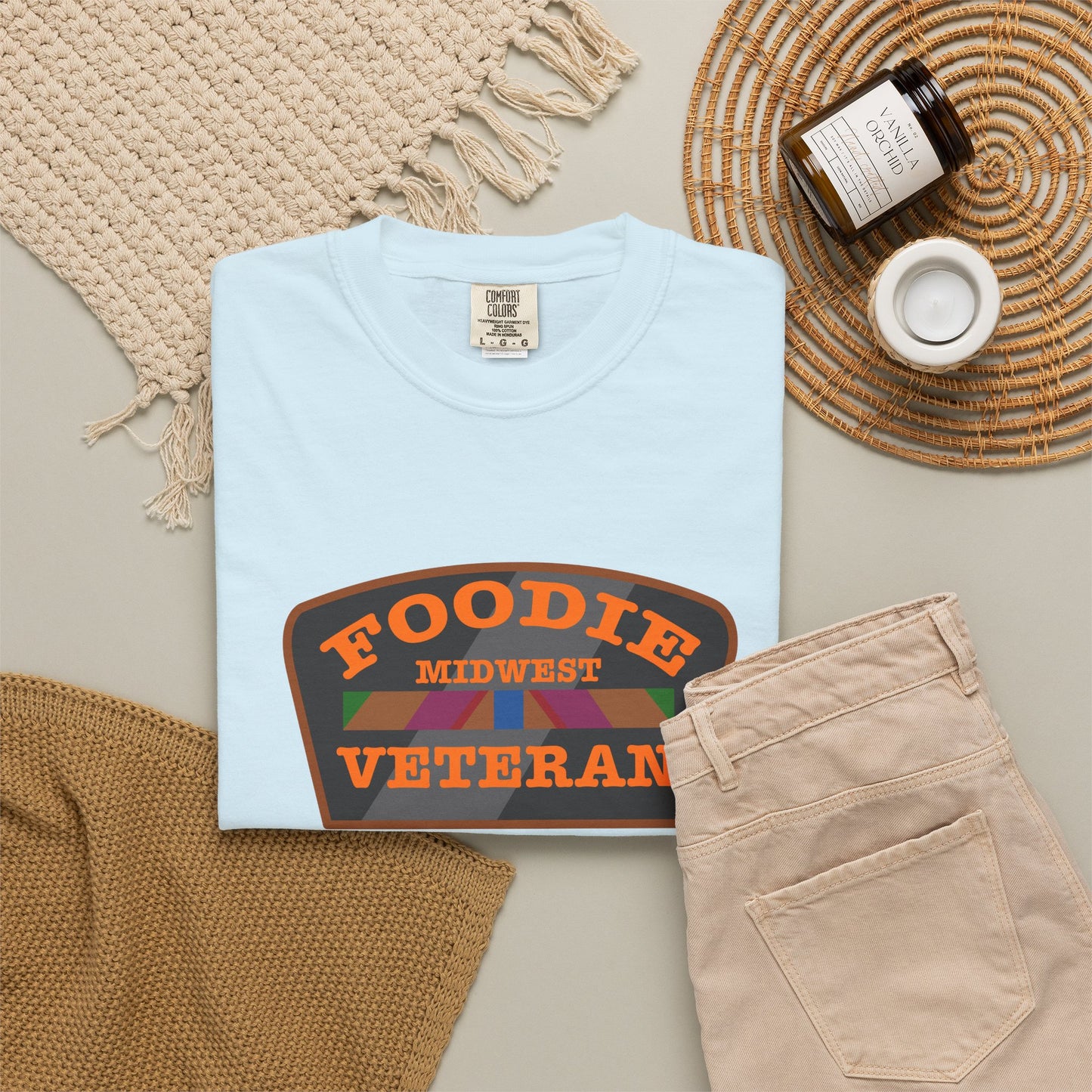 L.O.E.F Foodie Veteran MIDWEST Unisex Tee Shirt (Orange)