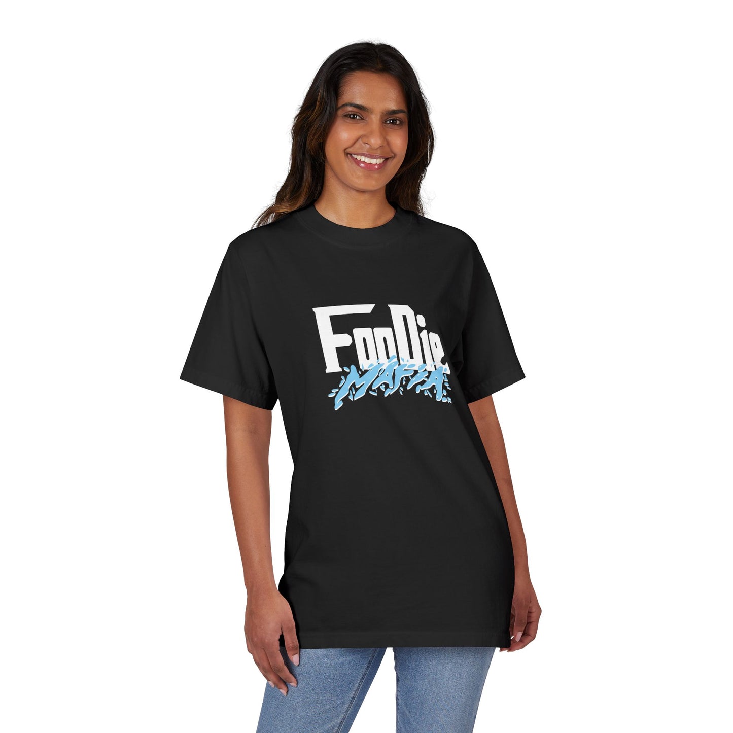 L.O.E.F White Foodie Mafia Unisex Tee shirt (Baby Blue)