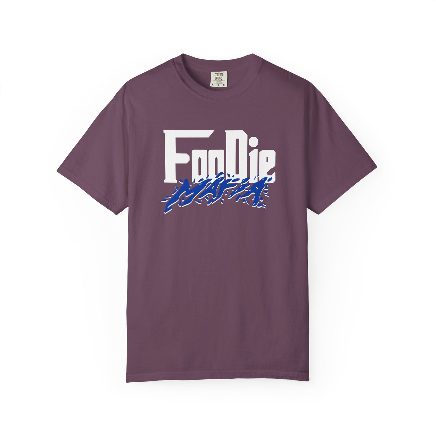 L.O.E.F White Foodie Mafia Unisex Tee Shirt (Cobalt Blue)