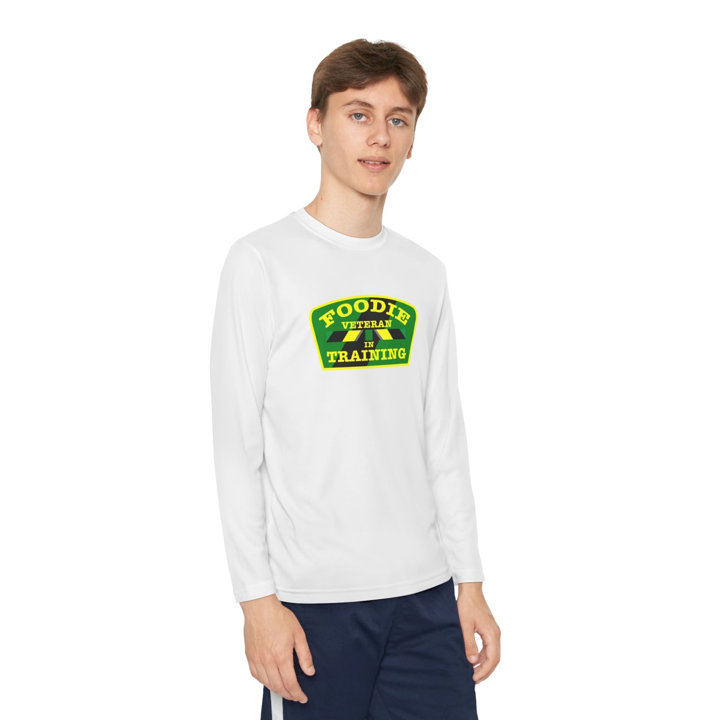 L.O.E.F Foodie Veteran In Training Youth Long Sleeve Tee (Yellow and Green)