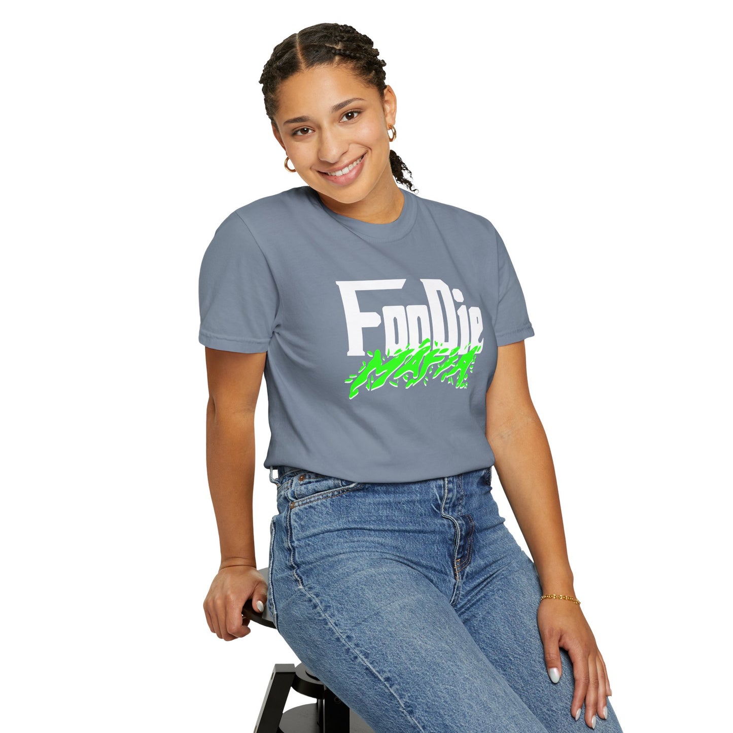 L.O.E.F White Foodie Mafia Unisex Tee Shirt (Neon Green)