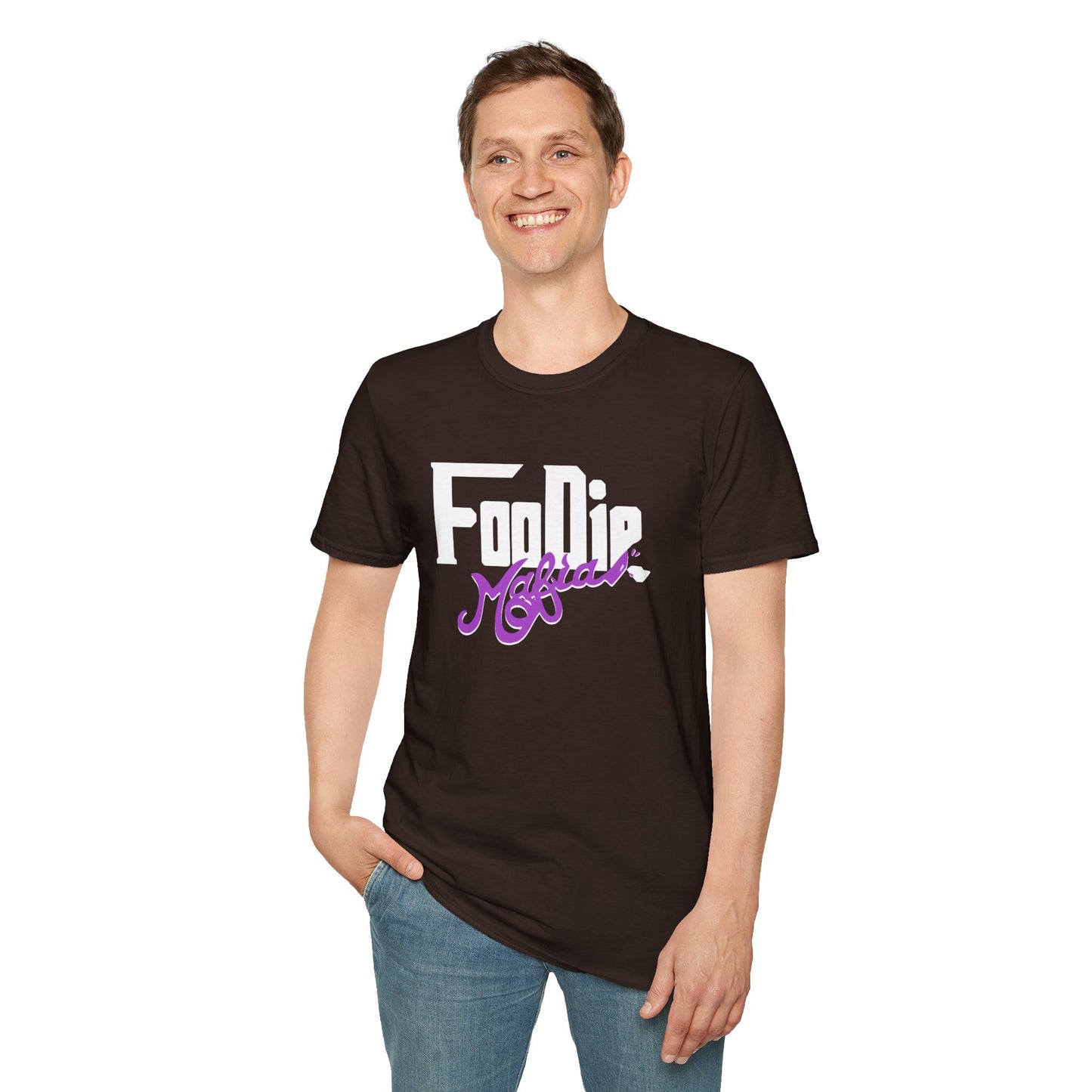 L.O.E.F White Foodie Mafia Unisex Tee Shirt  (Purple)