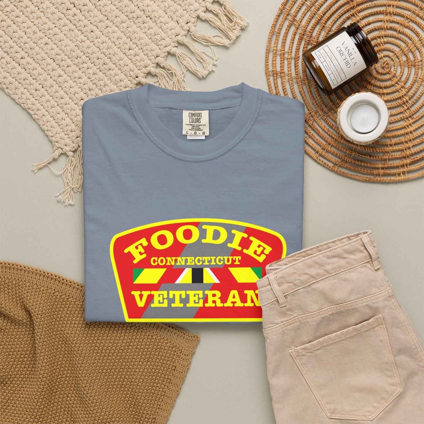 L.O.E.F Foodie Veteran CONNECTICUT Unisex Tee Shirt (Yellow)