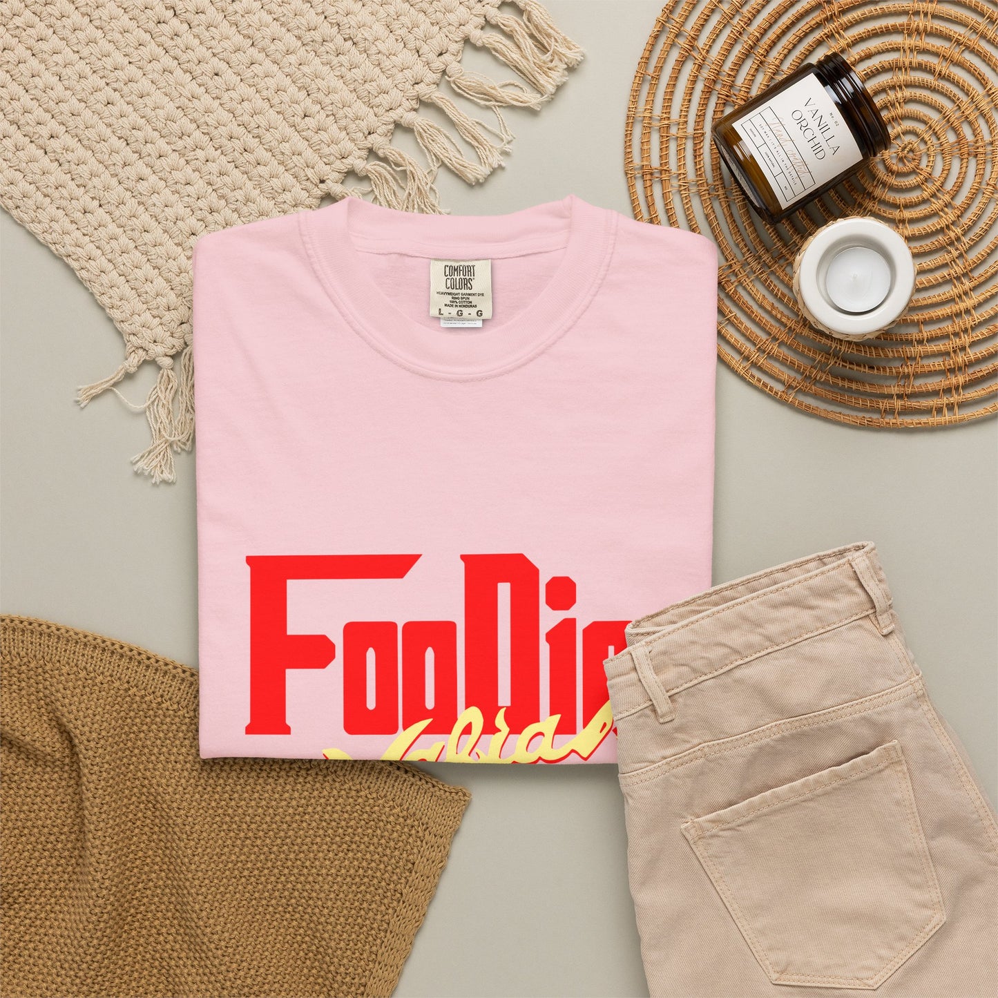 L.O.E.F Red Foodie Mafia Unisex Tee Shirt (Soft Yellow)