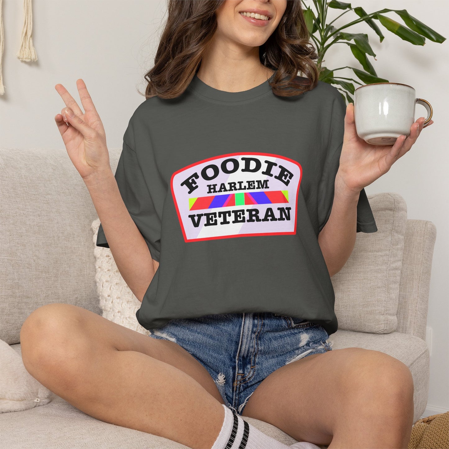 L.O.E.F Foodie Veteran HARLEM Unisex Tee Shirt (Soft Pink)