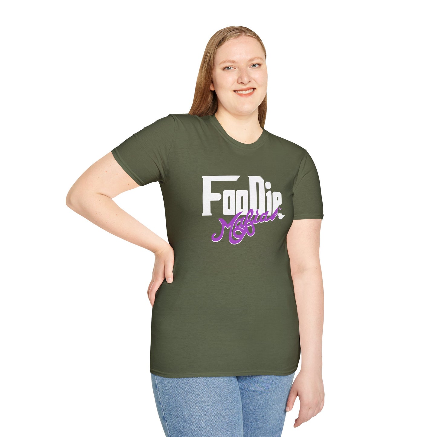 L.O.E.F White Foodie Mafia Unisex Tee Shirt  (Purple)