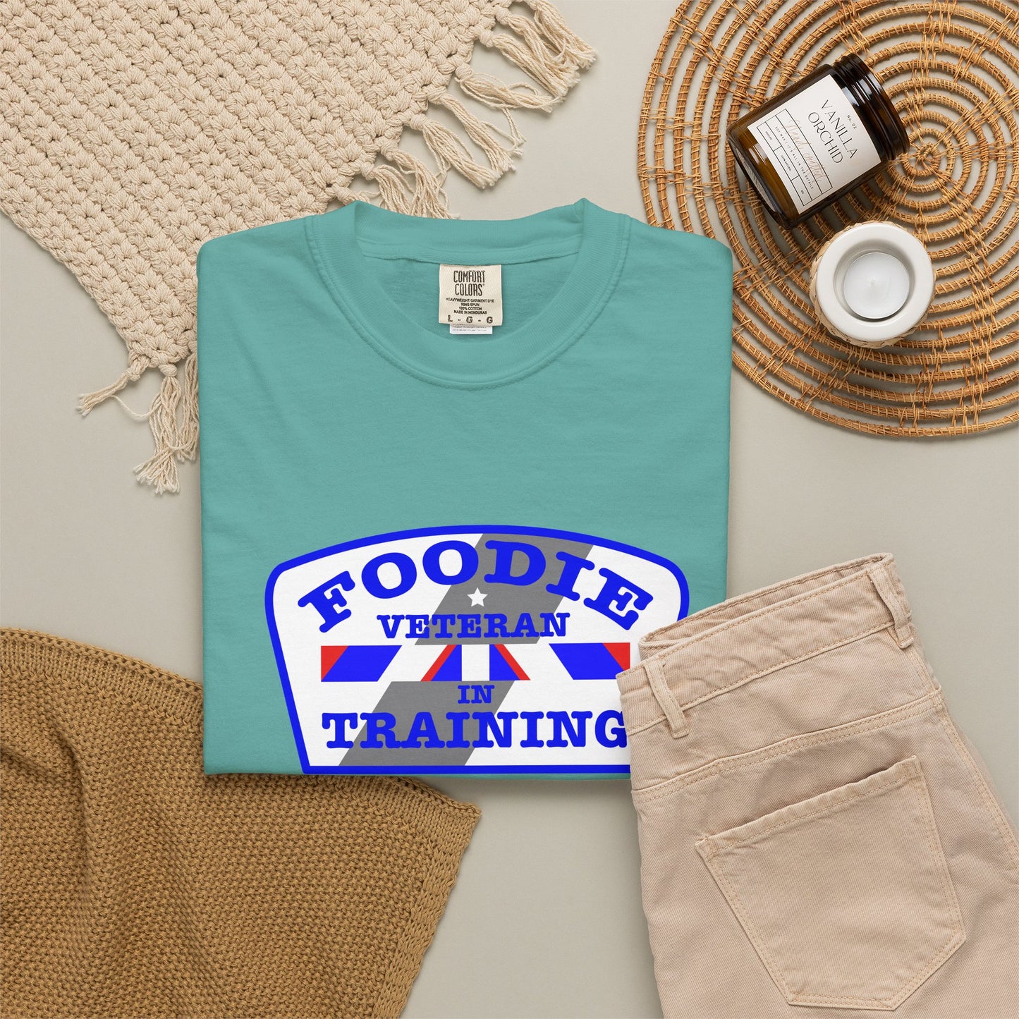 L.O.E.F Foodie Veteran IN TRAINING Unisex Tee Shirt (Blue)