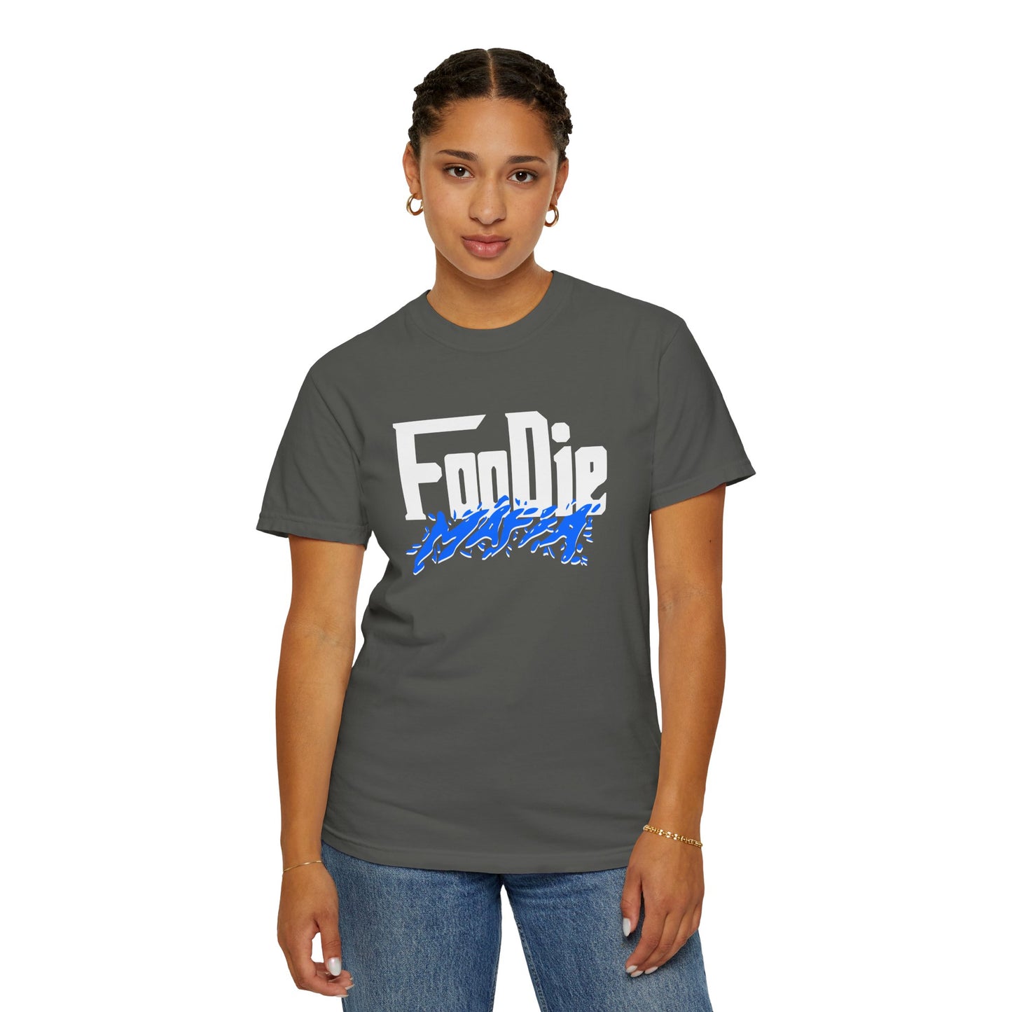 L.O.E.F White Foodie Mafia Unisex Tee Shirt (Blue)