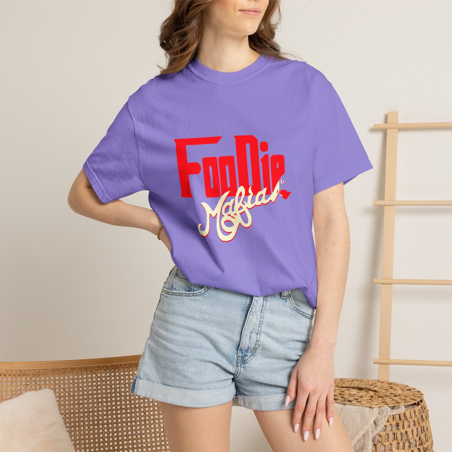 L.O.E.F Red Foodie Mafia Unisex Tee Shirt (Cream)
