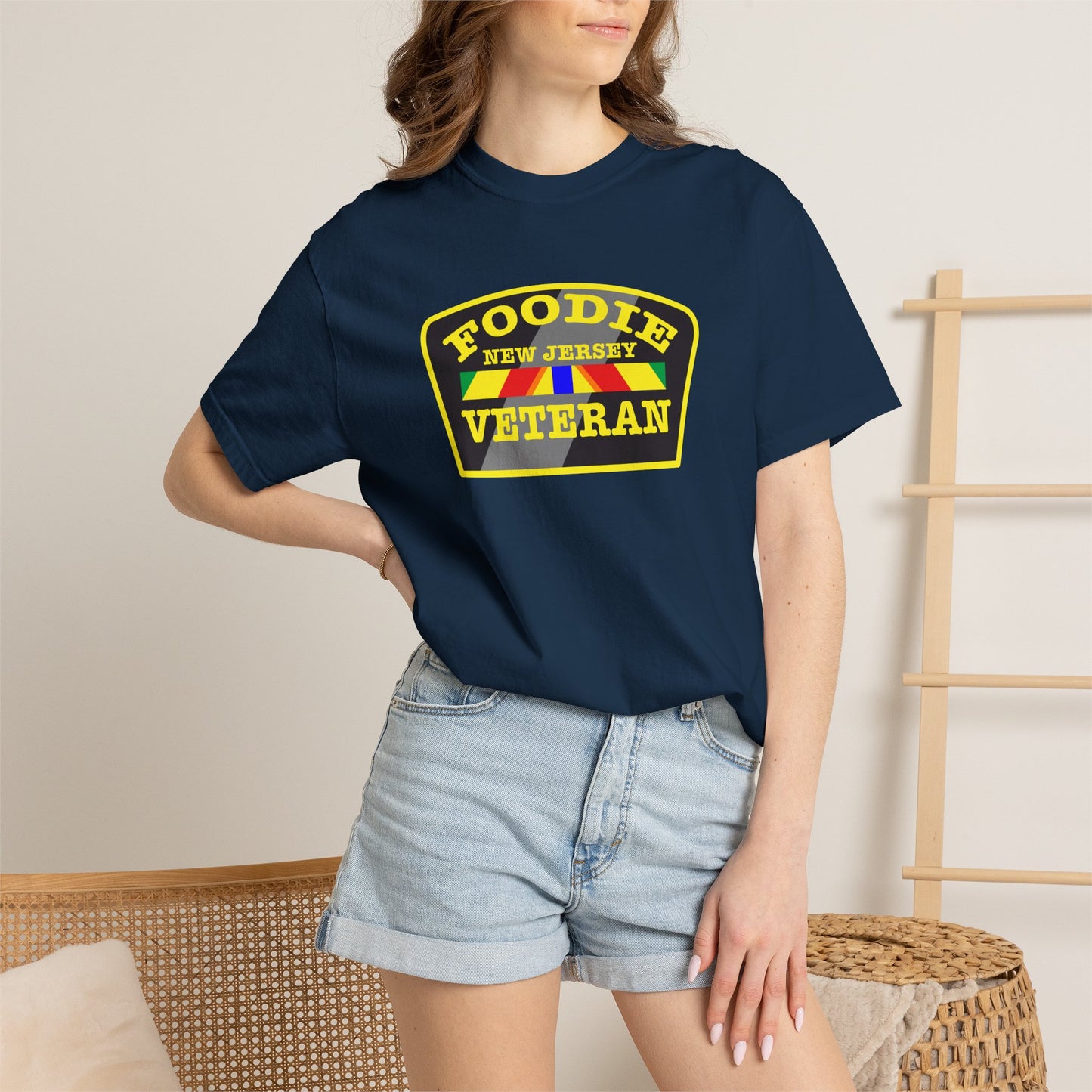 L.O.E.F Foodie Veteran NEW JERSEY Unisex Tee Shirt (Yellow)
