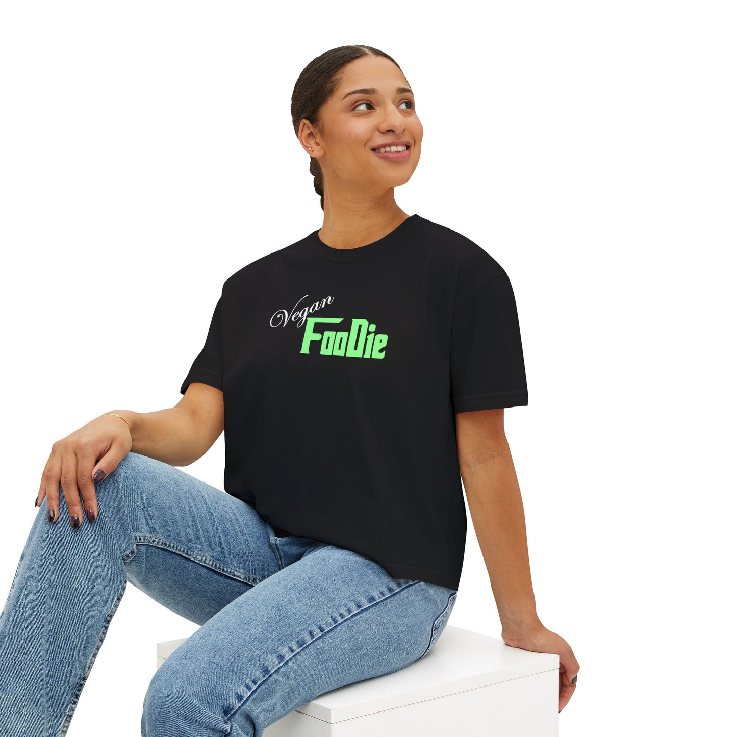 L.O.E.F Women Vegan Foodie Boxy Tee (Mint Green)