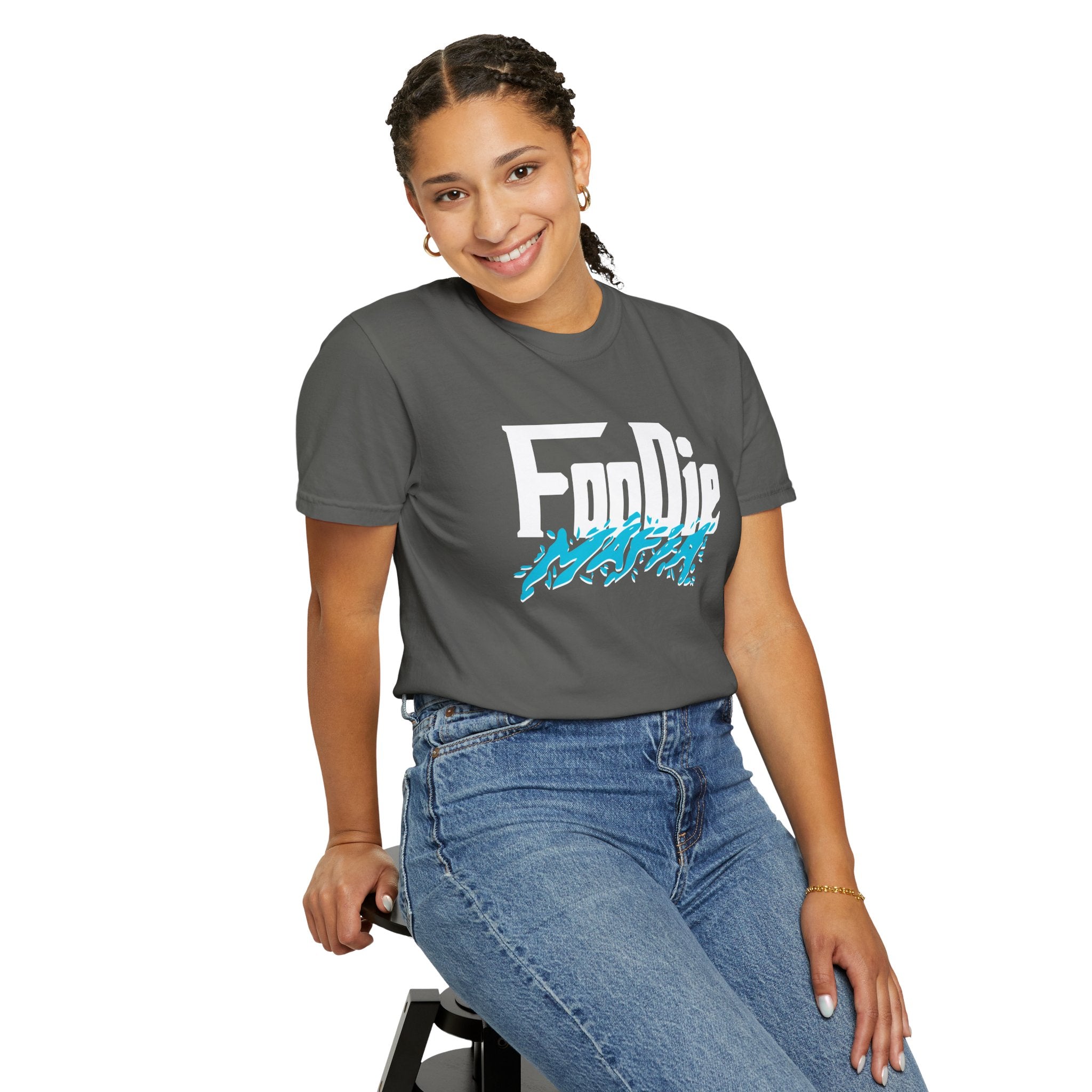 L.O.E.F Foodie Mafia Unisex Tee Shirt  (Aqua Blue)
