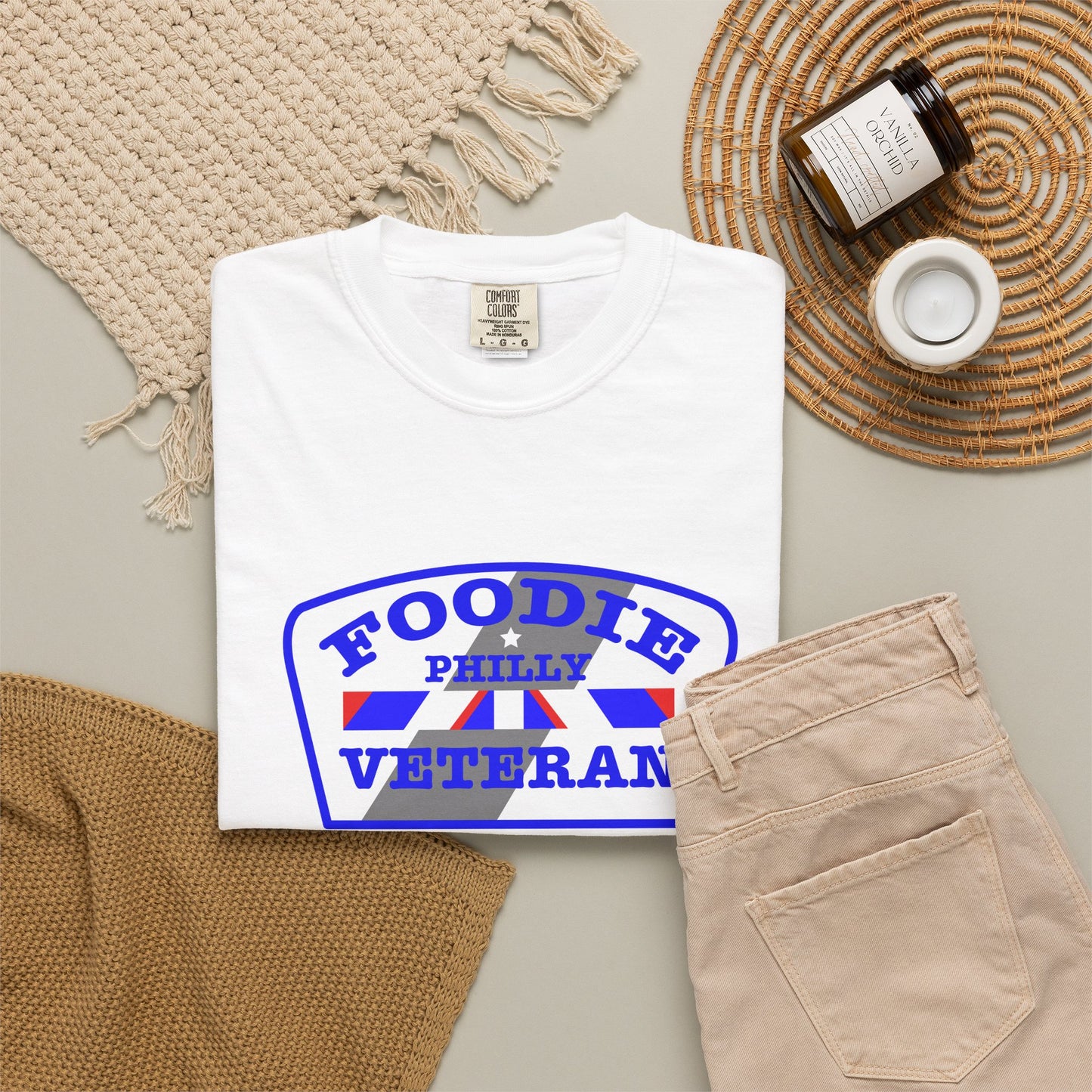 L.O.E.F Foodie Veteran PHILLY Unisex Tee Shirt (Blue)