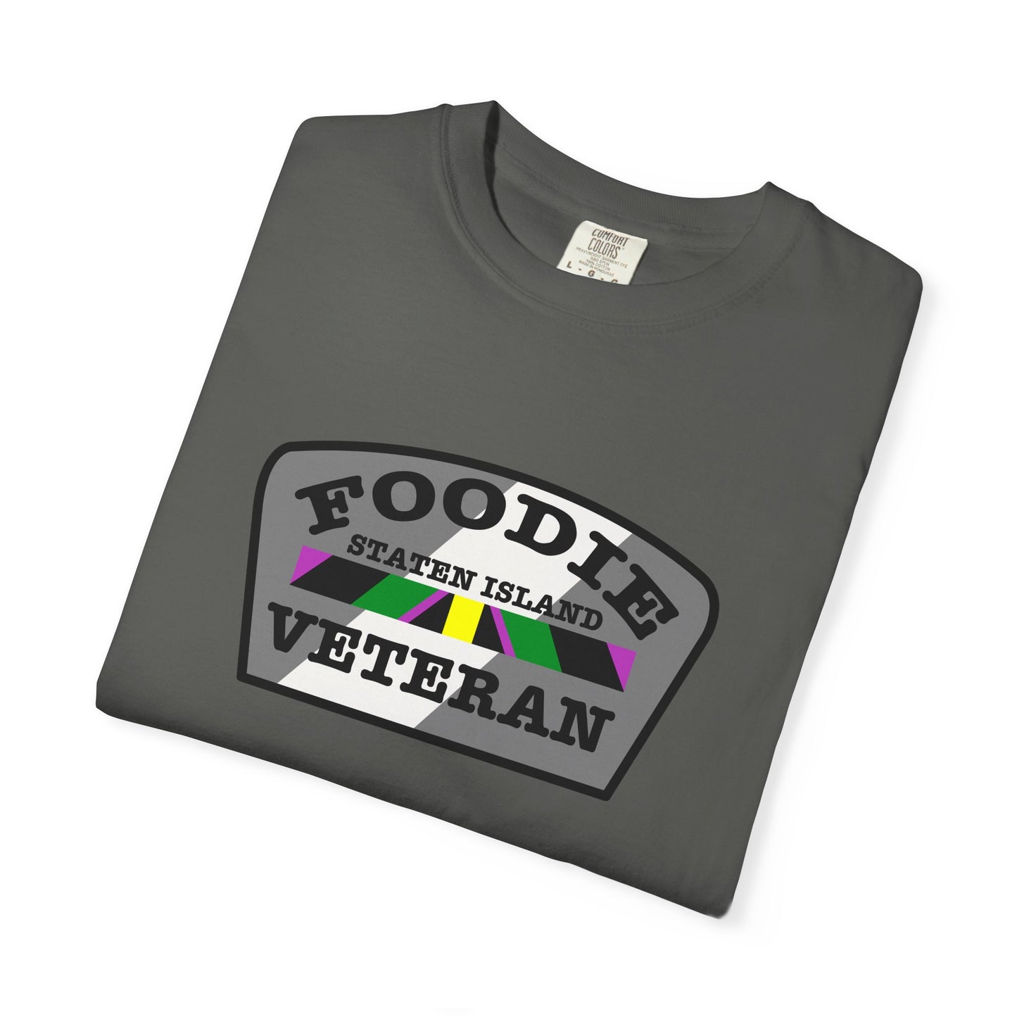 L.O.E.F Foodie Veteran STATEN ISLAND Unisex Tee Shirt (Gray)