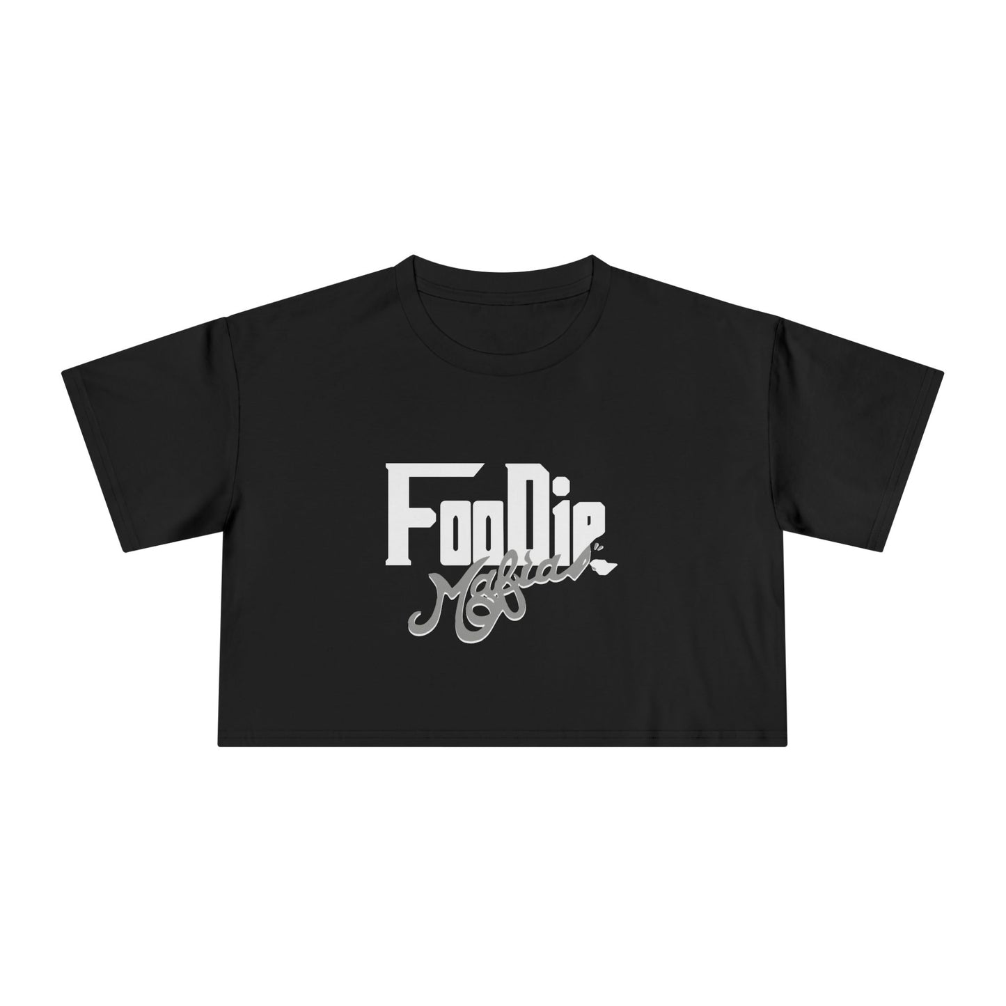 L.O.E.F White Foodie Mafia Women Crop Tee (Dark Grey)