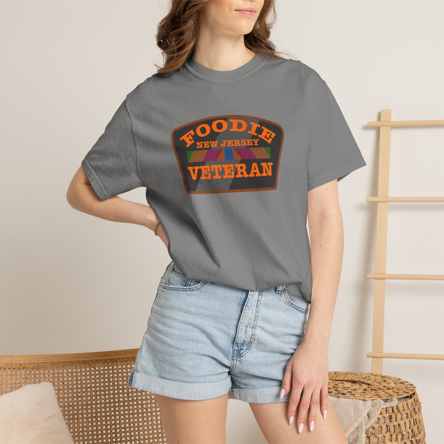 L.O.E.F Foodie Veteran NEW JERSEY Unisex Tee Shirt (Orange)
