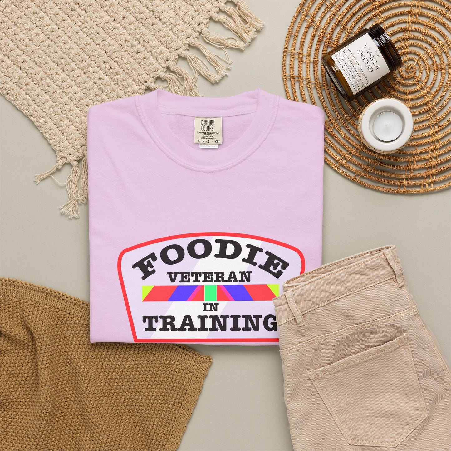 L.O.E.F Foodie Veteran IN TRAINING Unisex Tee Shirt (Soft Pink)