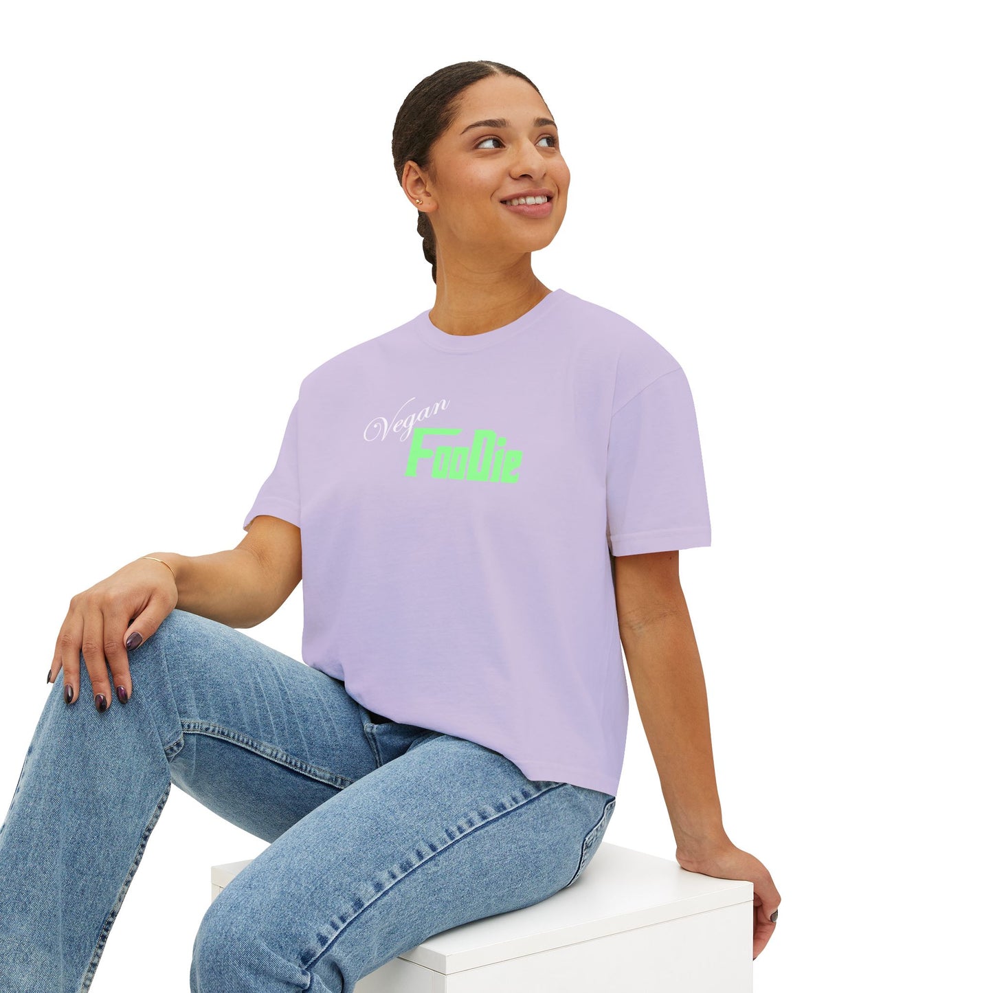 L.O.E.F Women Vegan Foodie Boxy Tee (Mint Green)