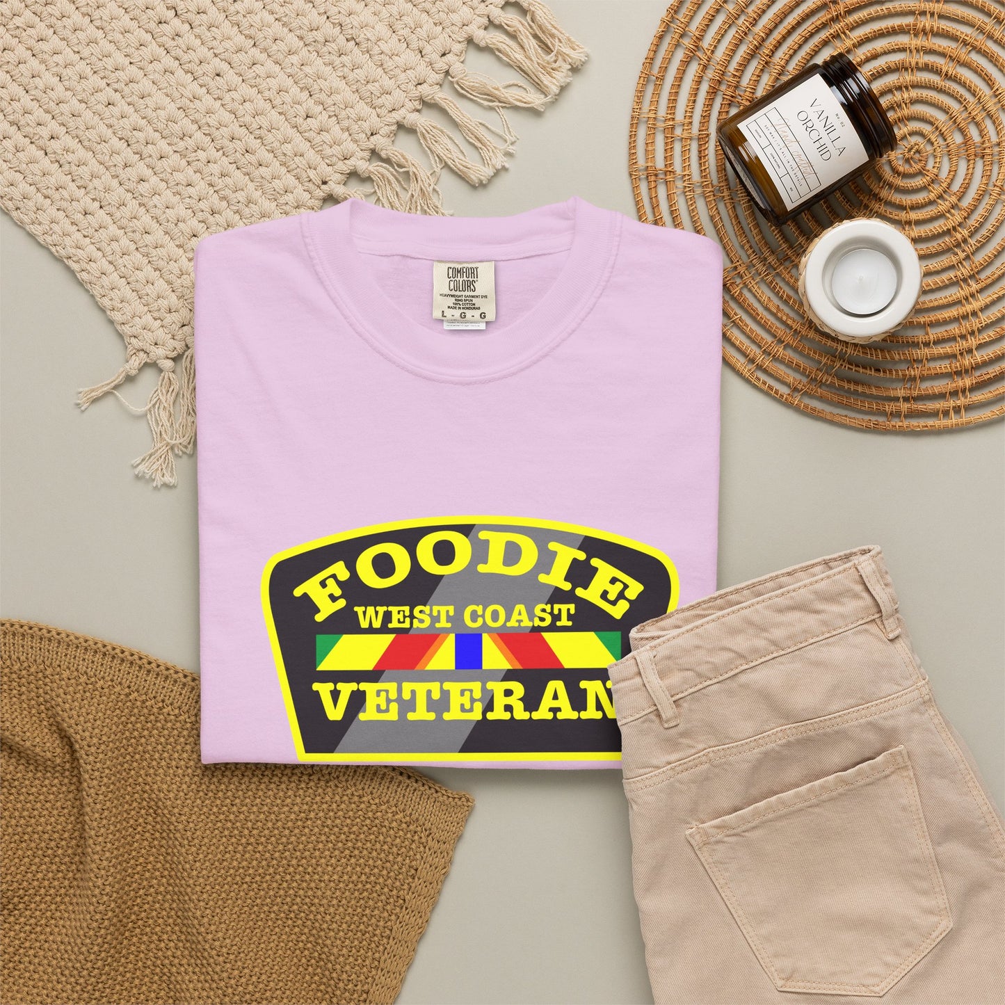 L.O.E.F Foodie Veteran WEST COAST Unisex Tee Shirt (Yellow)