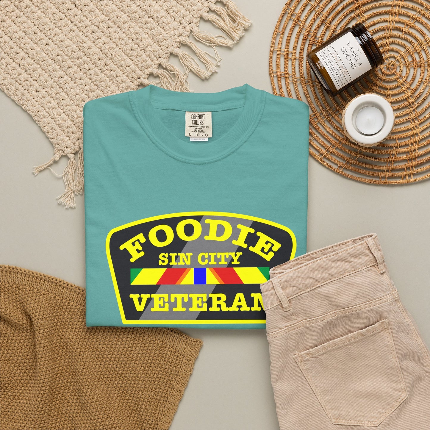 L.O.E.F Foodie Veteran SIN CITY Unisex Tee Shirt (Yellow)