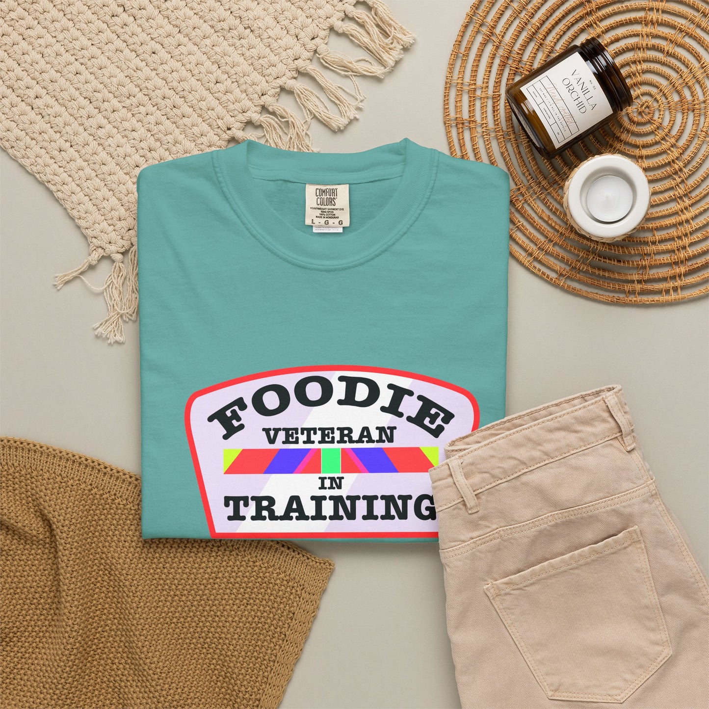 L.O.E.F Foodie Veteran IN TRAINING Unisex Tee Shirt (Soft Pink)