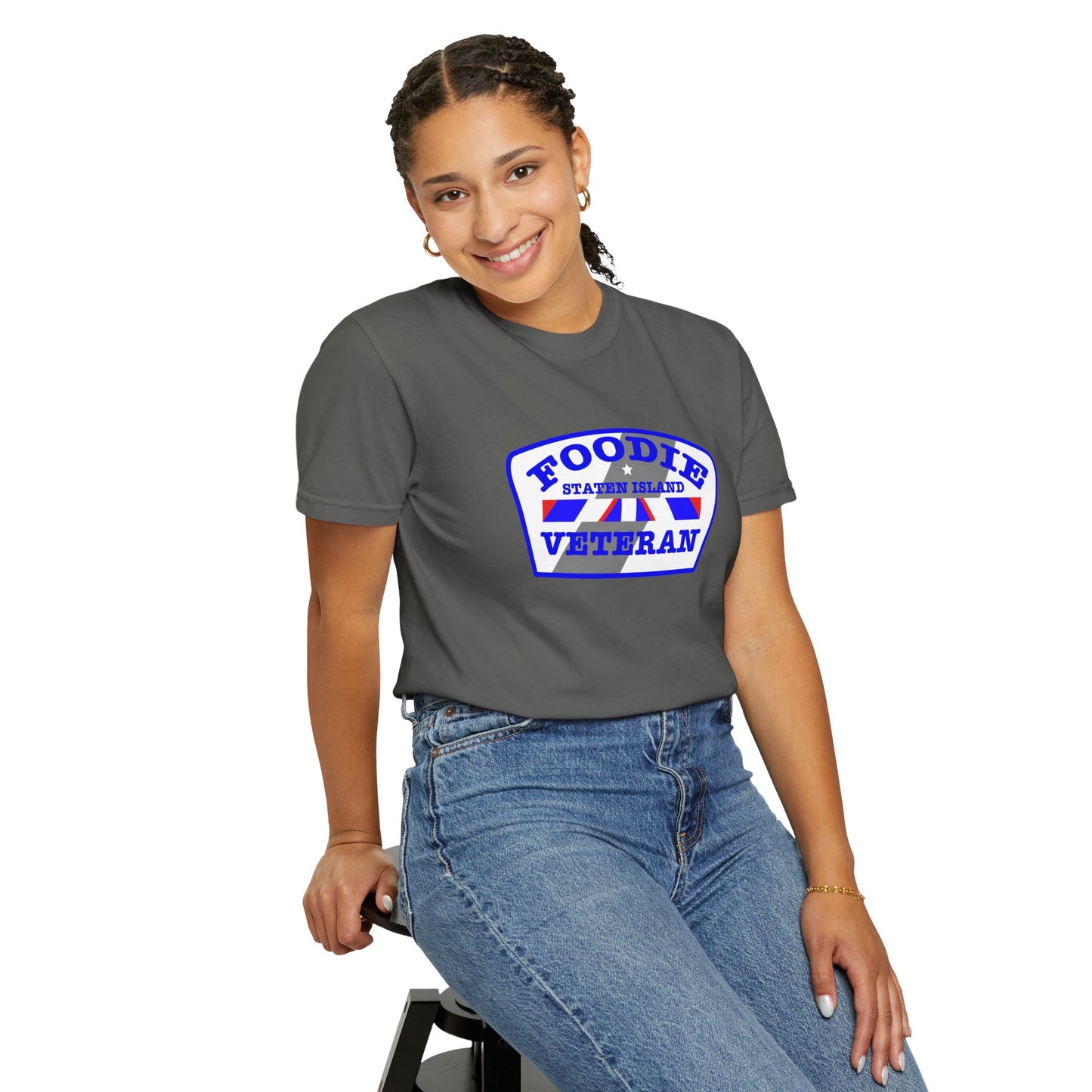 L.O.E.F Foodie Veteran STATEN ISLAND Unisex Tee Shirt (Blue)