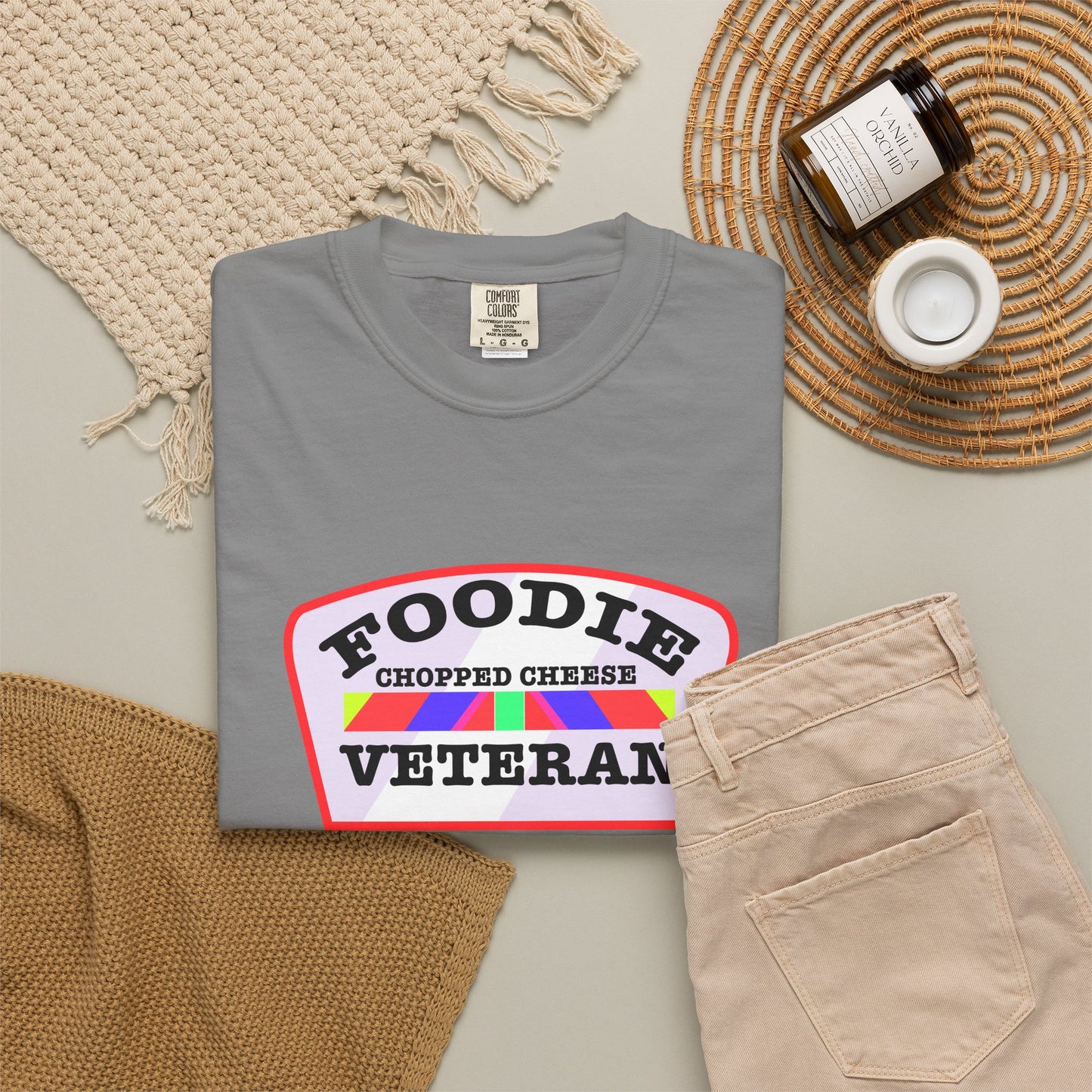 L.O.E.F Foodie Veteran Chopped Cheese Unisex Tee Shirt (Soft Pink)