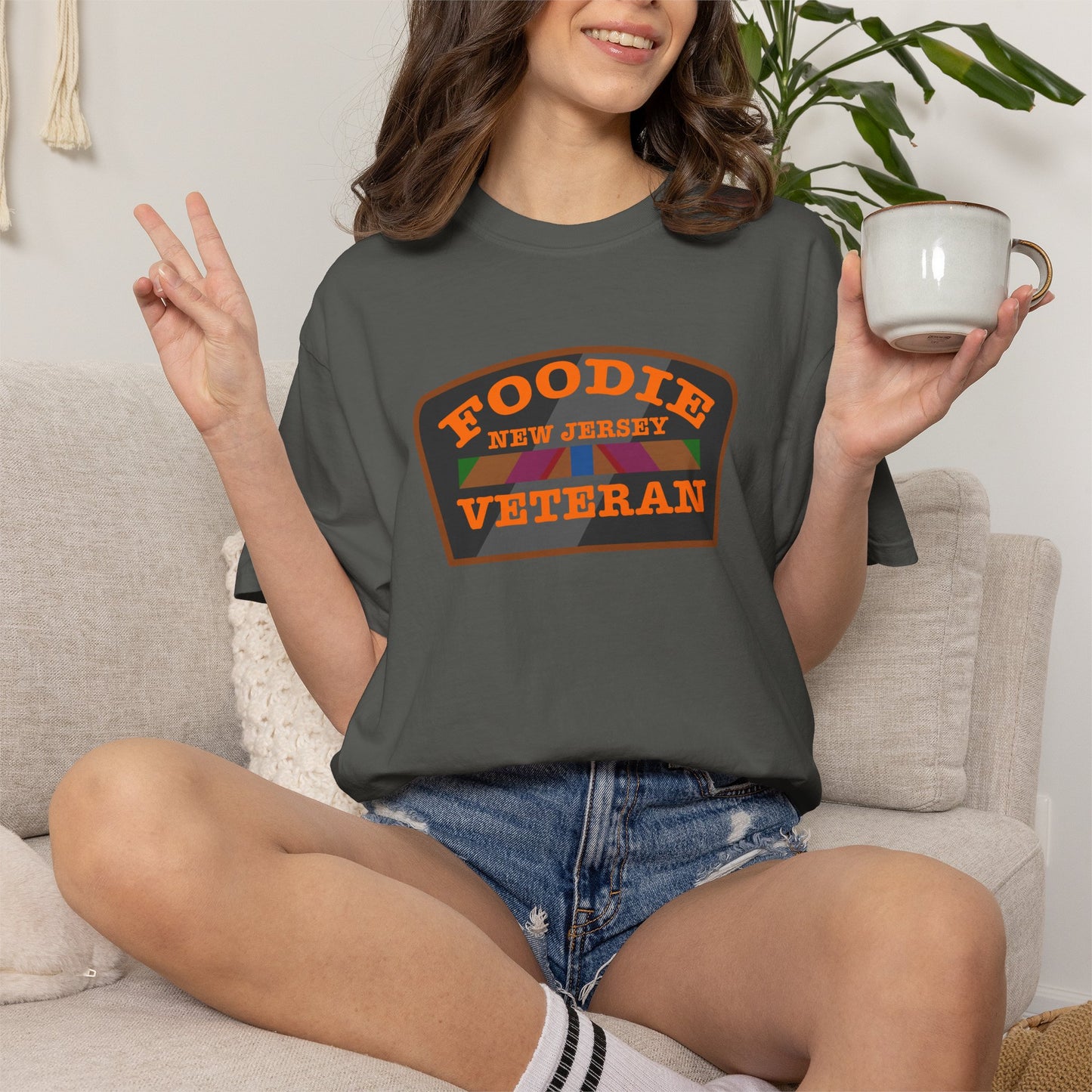 L.O.E.F Foodie Veteran NEW JERSEY Unisex Tee Shirt (Orange)