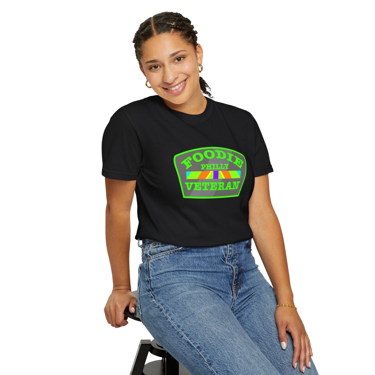 L.O.E.F Foodie Veteran PHILLY Unisex Tee Shirt (Neon Green)