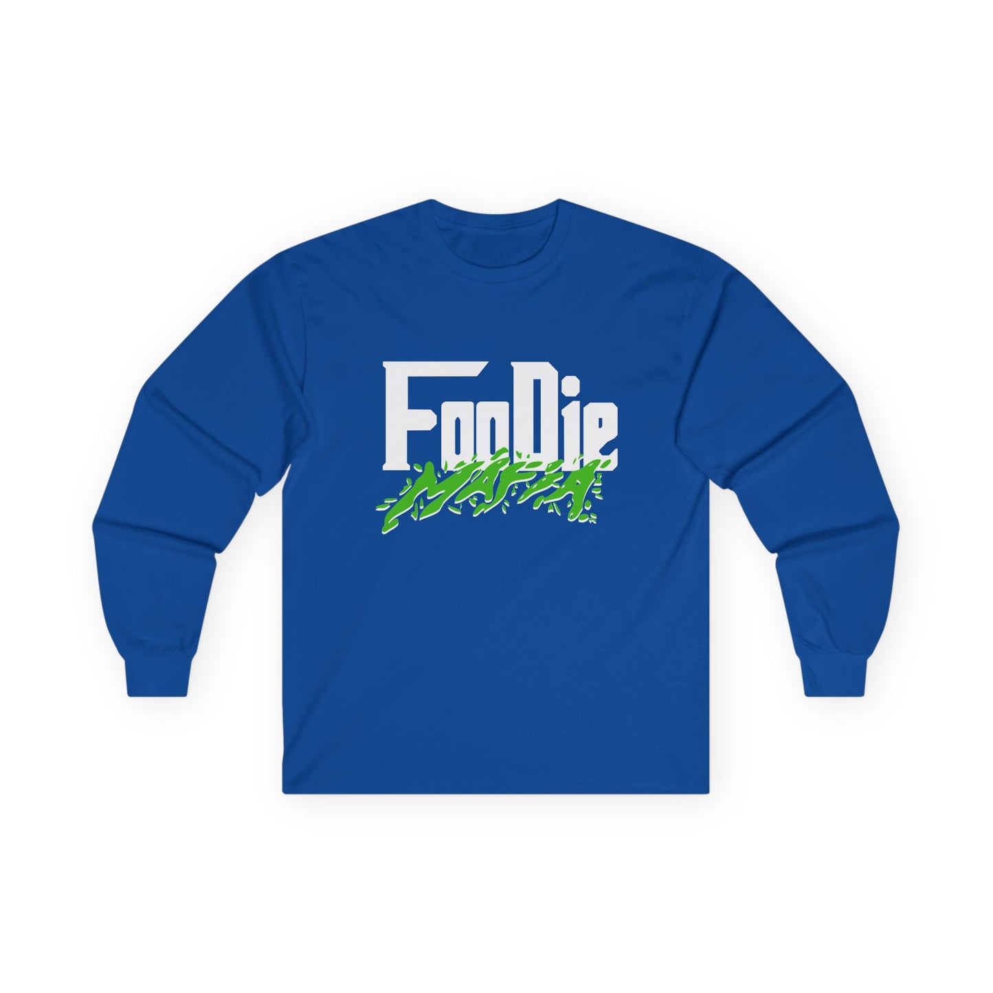 L.O.E.F White Foodie Mafia Unisex Long Sleeve Tee (Kelly Green)