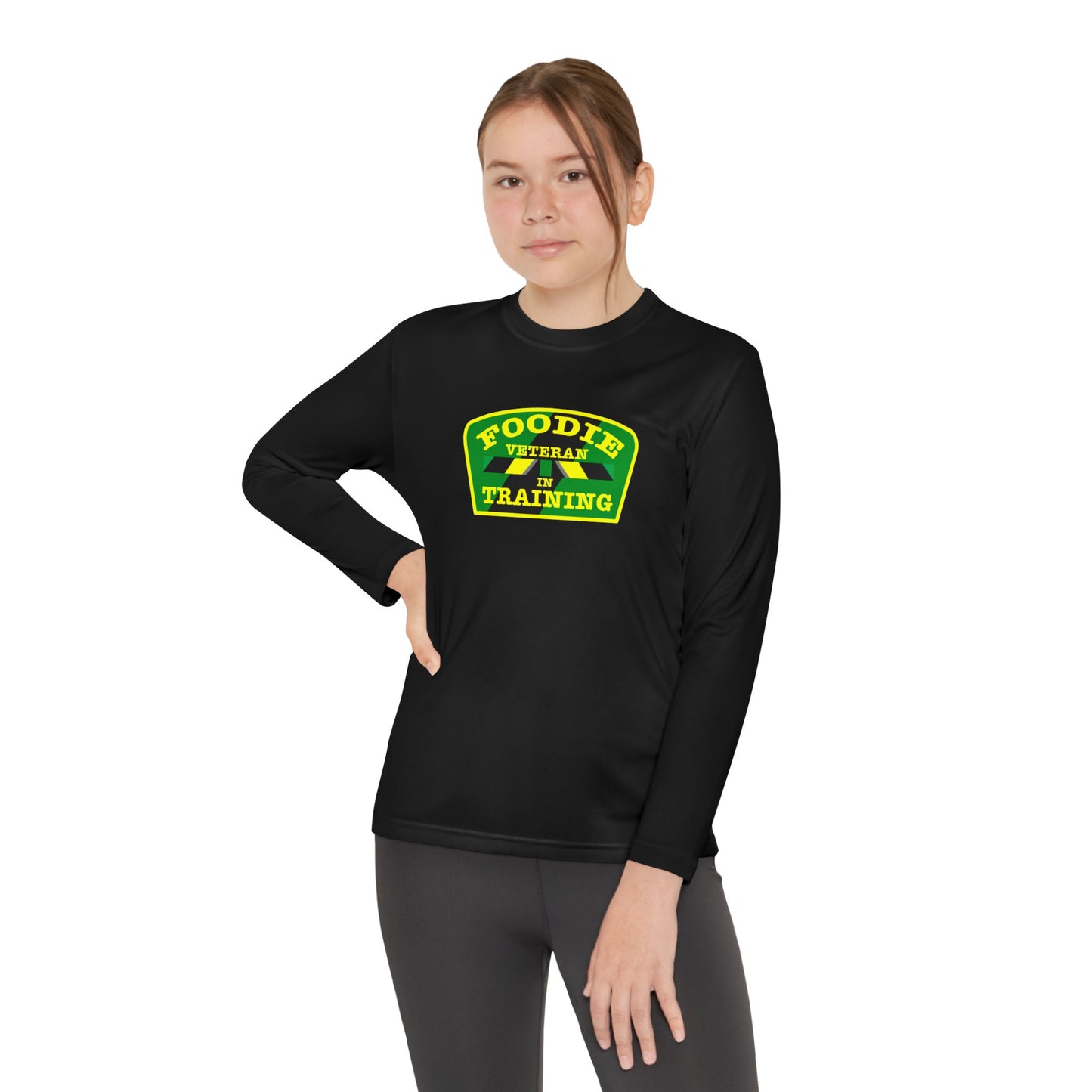 L.O.E.F Foodie Veteran In Training Youth Long Sleeve Tee (Yellow and Green)