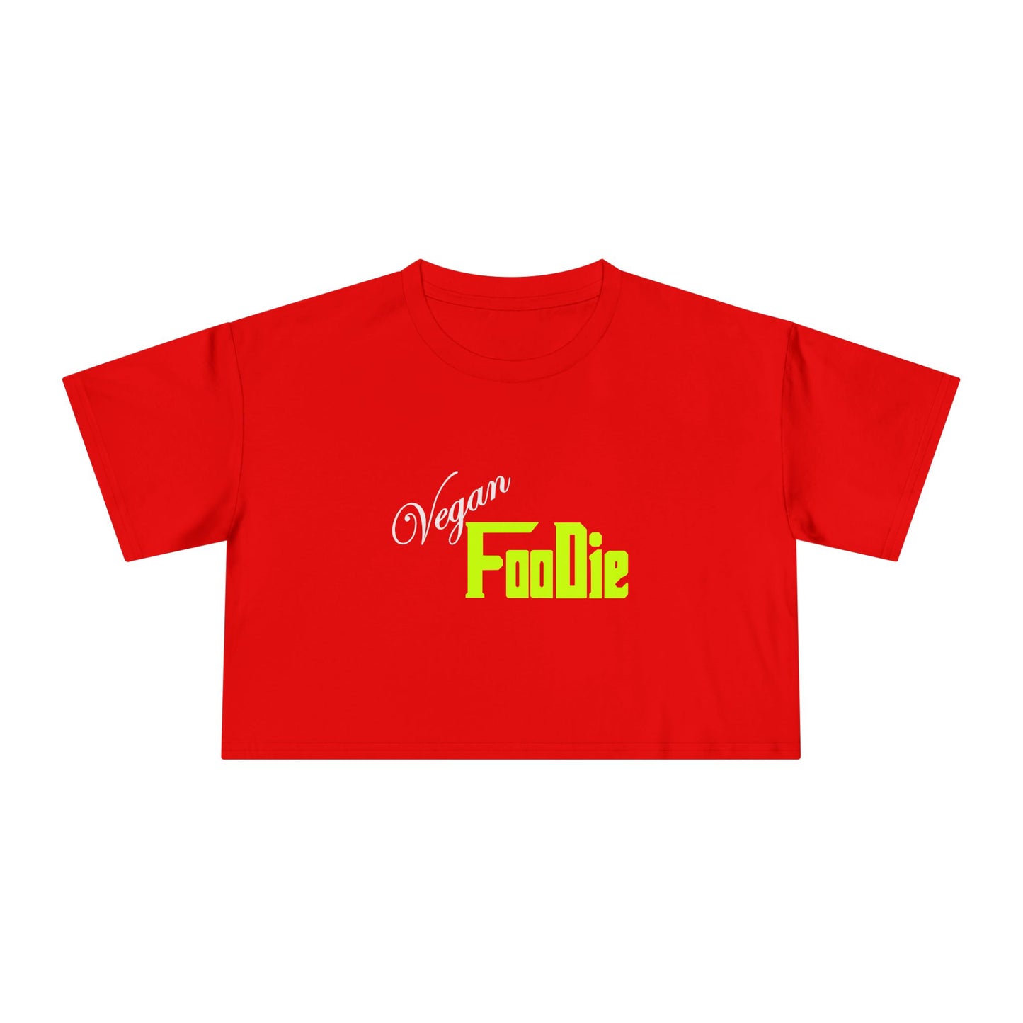 L.O.E.F Women Vegan Foodie Crop Tee (Neon Yellow)
