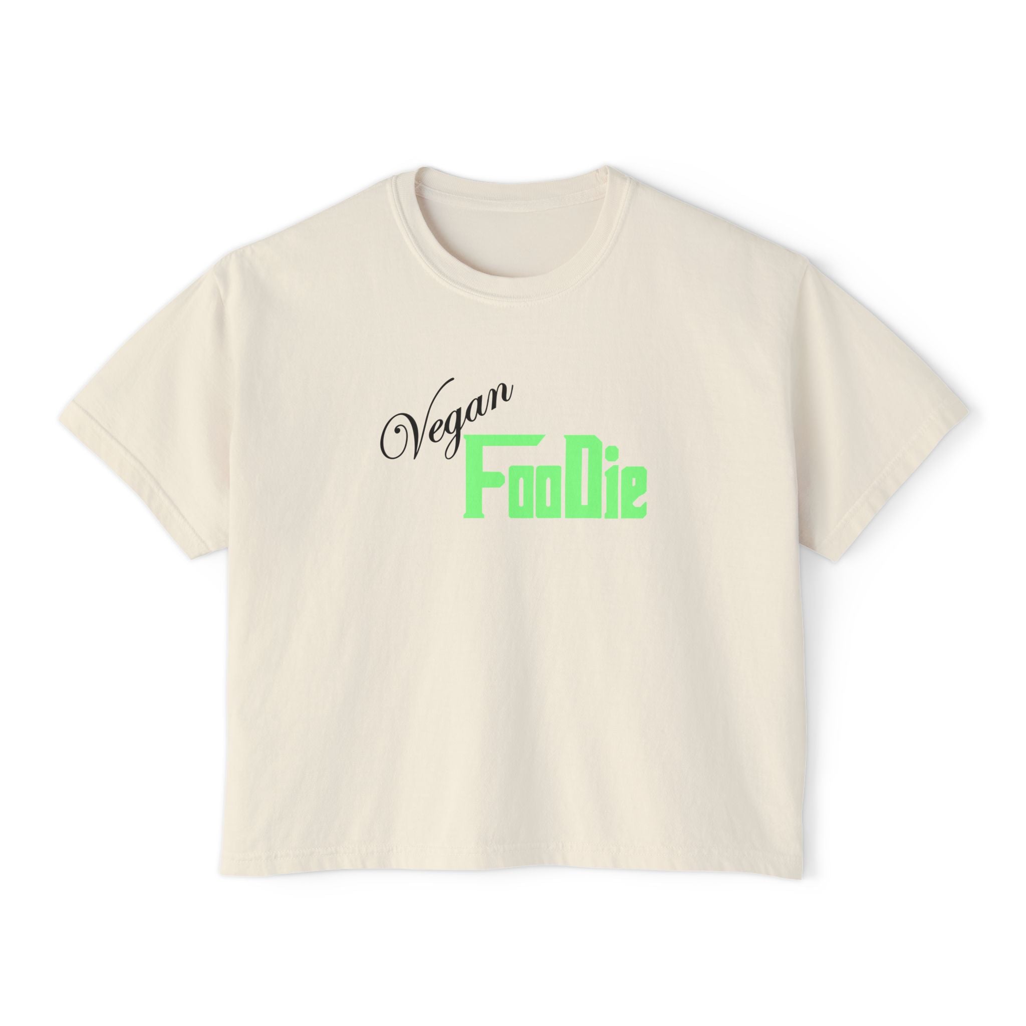 L.OE.F Women Vegan Foodie Boxy Tee (Mint Green)