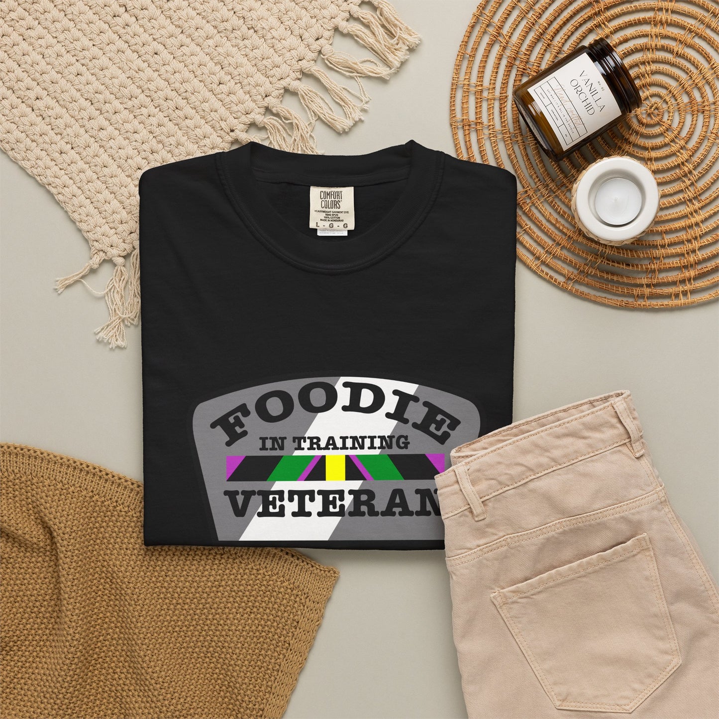 L.O.E.F Foodie Veteran IN TRAINING Unisex Tee Shirt (Gray)