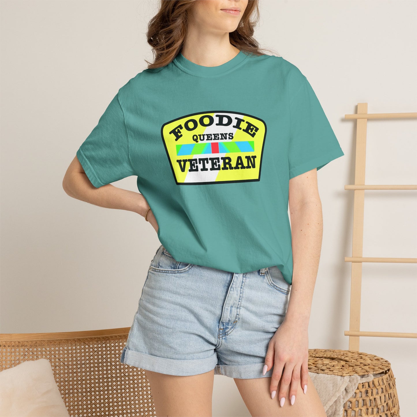 L.O.E.F Foodie Veteran QUEENS Unisex Tee Shirt (Yellow and Black)