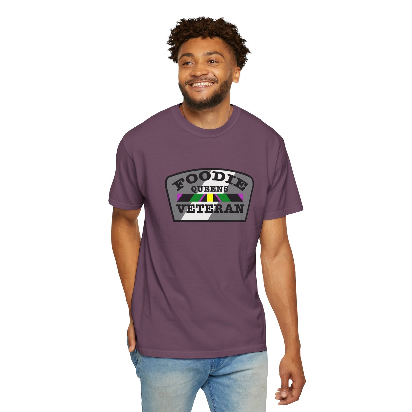 L.O.E.F Foodie Veteran Queens Unisex Tee Shirt (Gray)