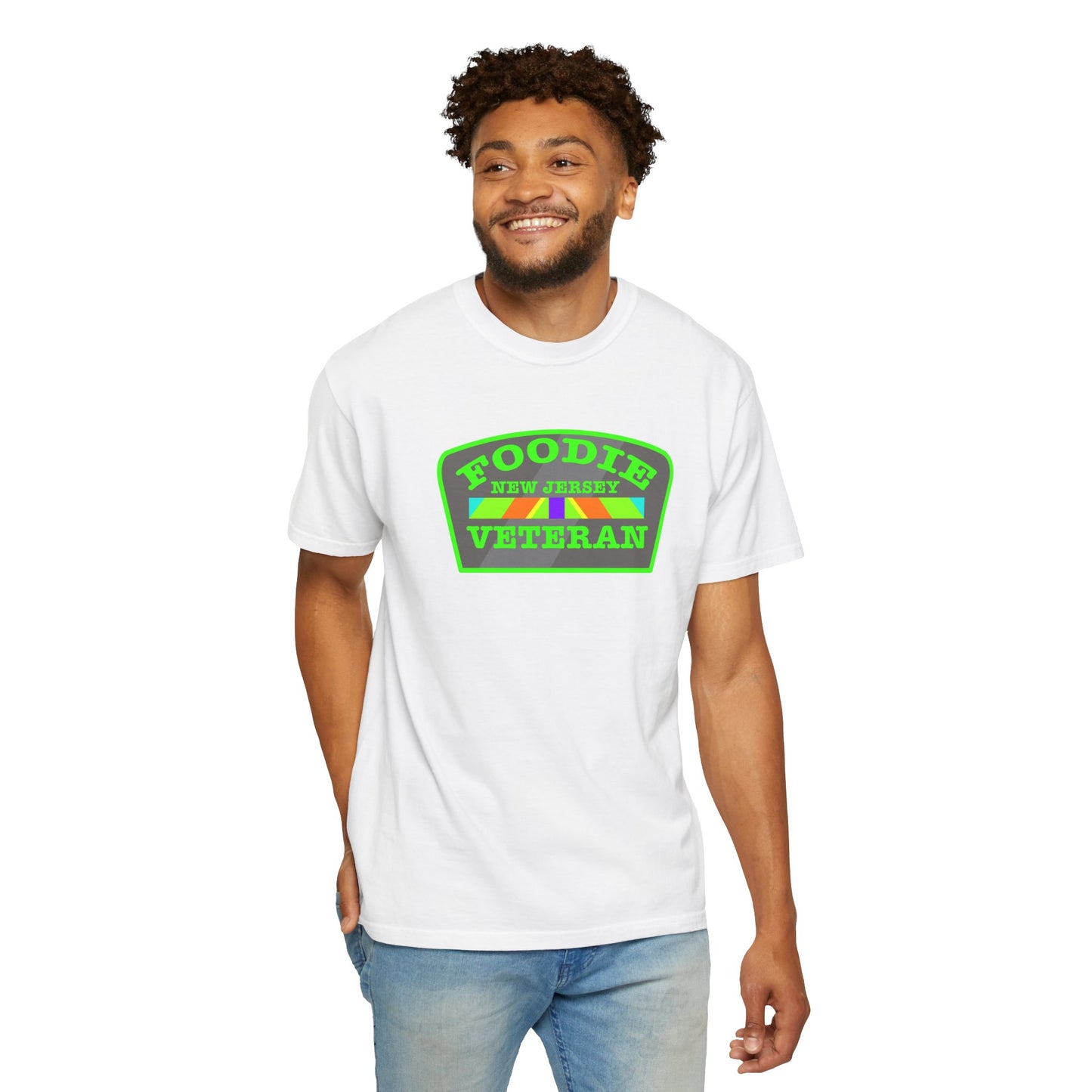 L.O.E.F Foodie Veteran NEW JERSEY Unisex Tee Shirt (Neon Green)