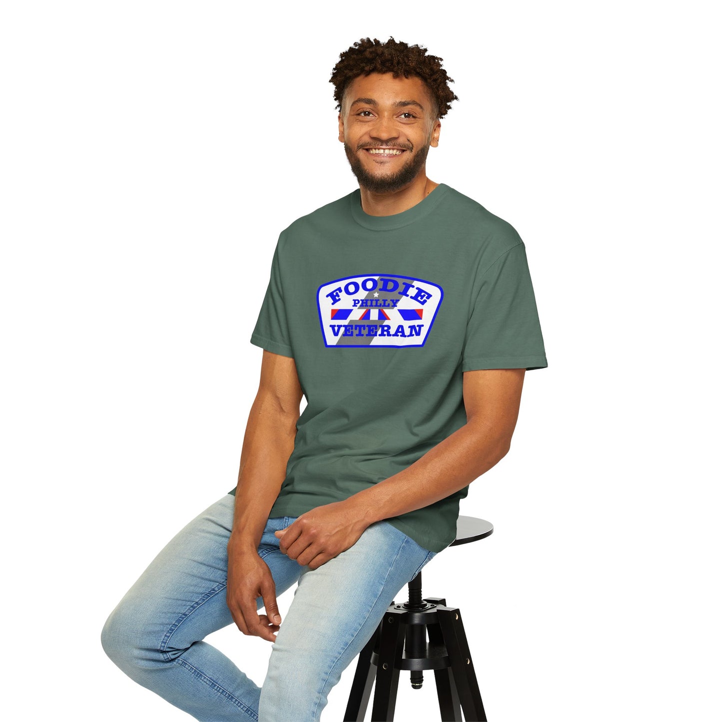 L.O.E.F Foodie Veteran PHILLY Unisex Tee Shirt (Blue)