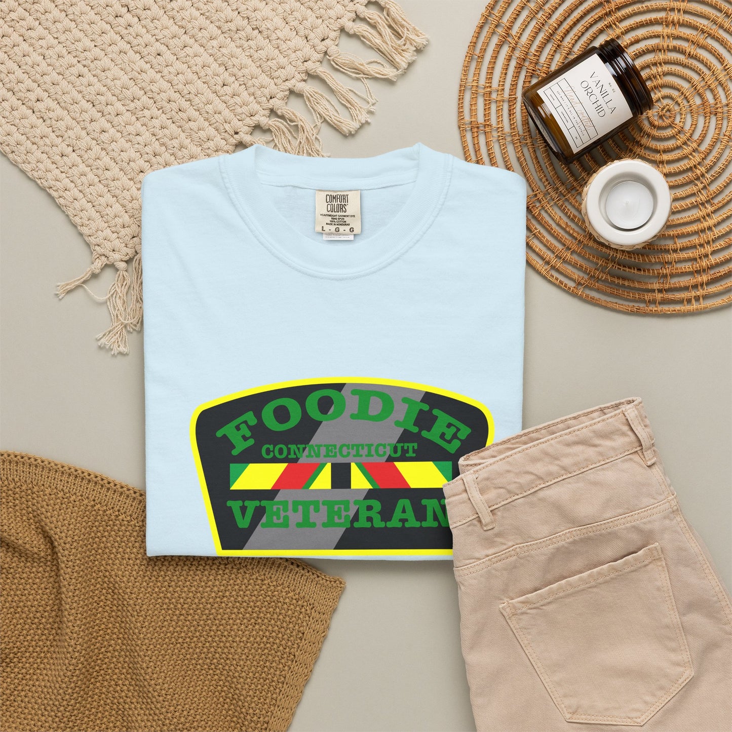 L.O.E.F Foodie Veteran CONNECTICUT Unisex Tee Shirt (Green)