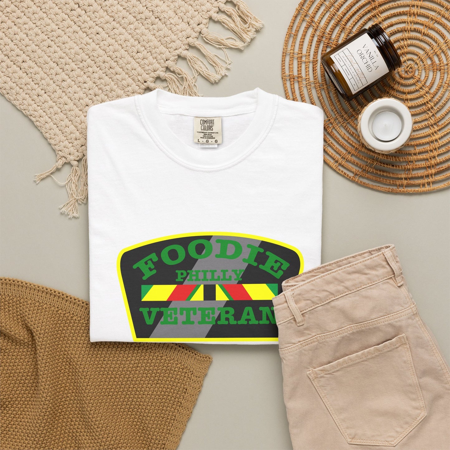 L.O.E.F Foodie Veteran PHILLY Unisex Tee Shirt (Green)