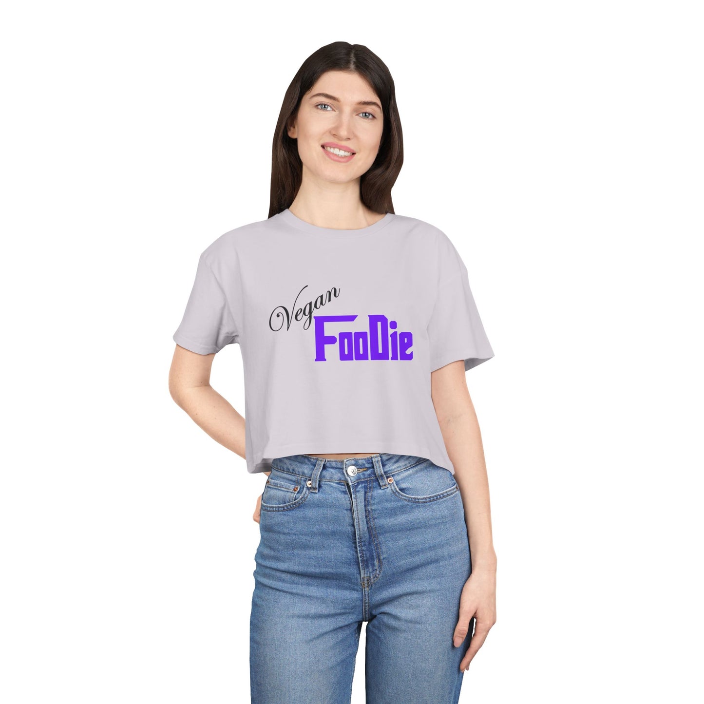L.O.E.F Women Vegan Foodie Crop Tee (Violet)